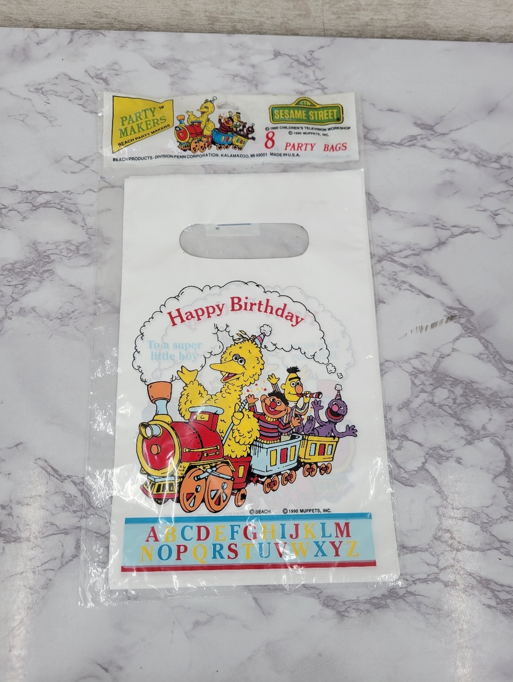 Sesame Street Happy Birthday Party Favor Treat Bags - White Vintage 90s